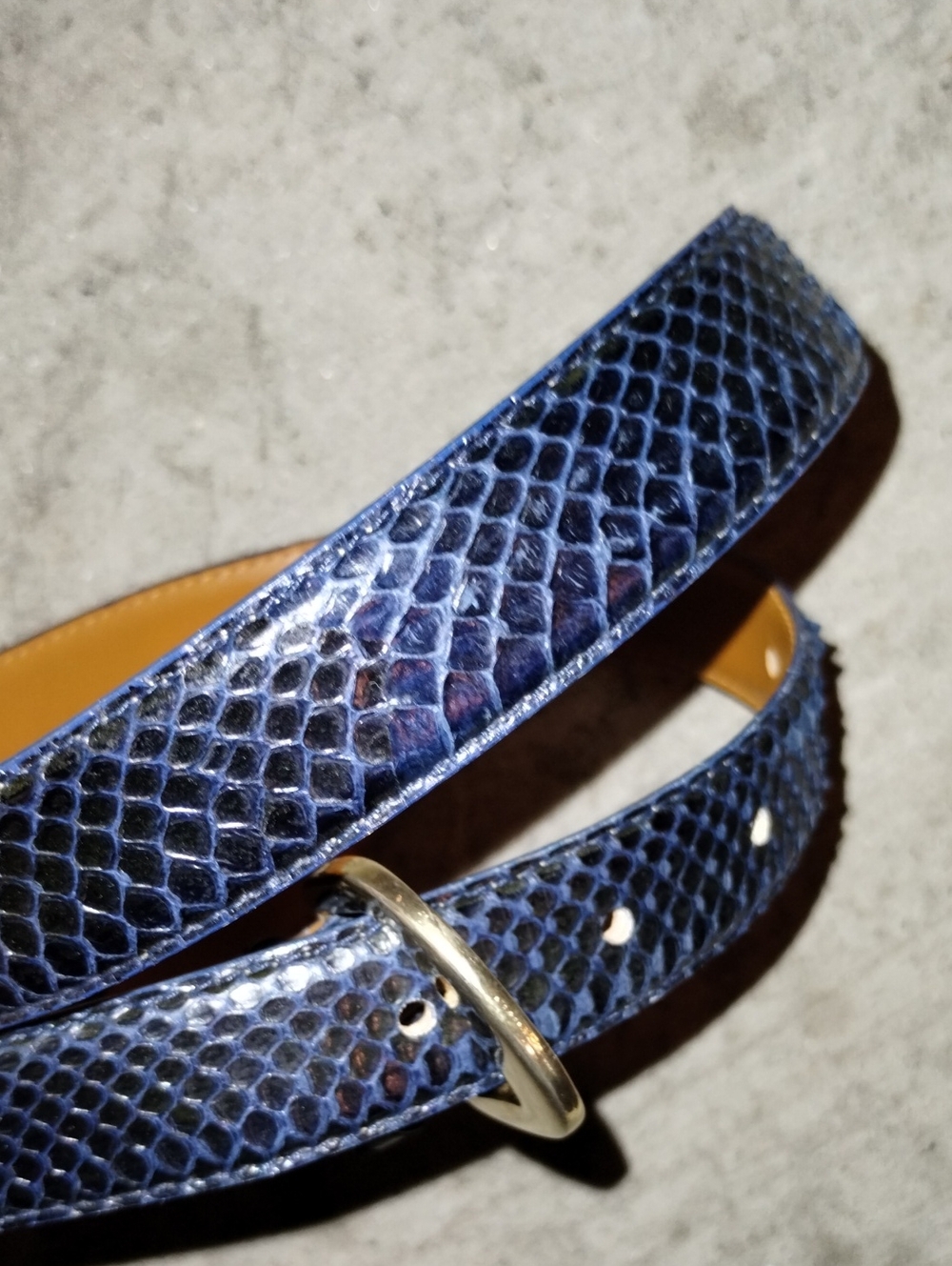 Vintage Navy Blue Snakeskin  Belt By Jana